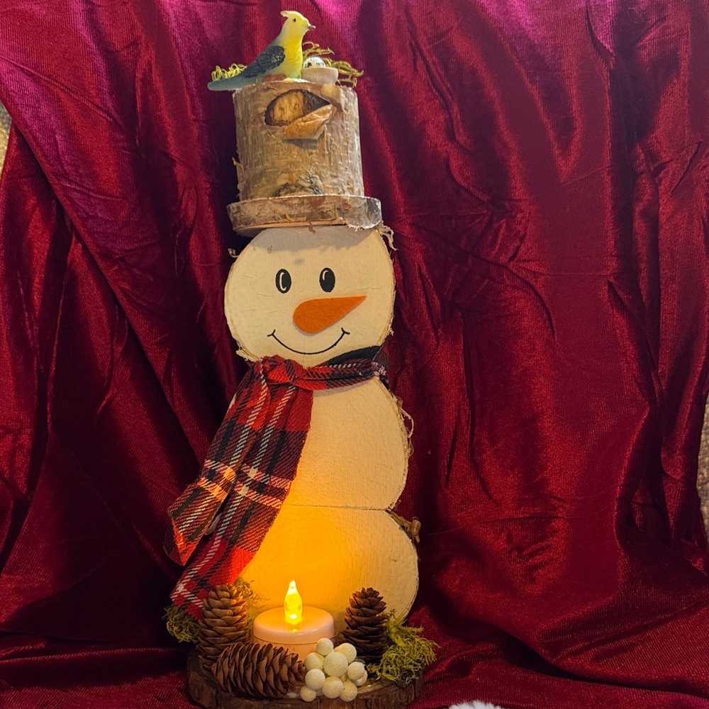 Festive Snowman Decoration with Red Scarf